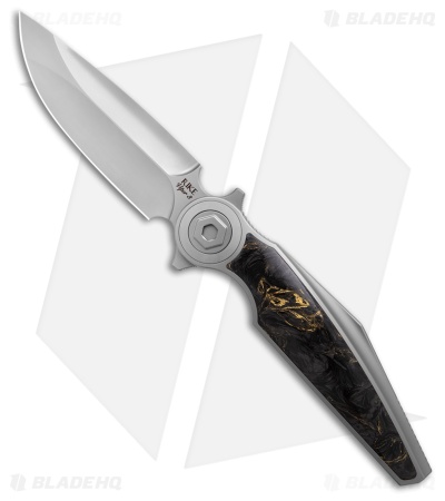 Rike Knife Viper 3 Flipper Frame Lock Ti W/Black/Gold CF Inlay (3.75" BB)