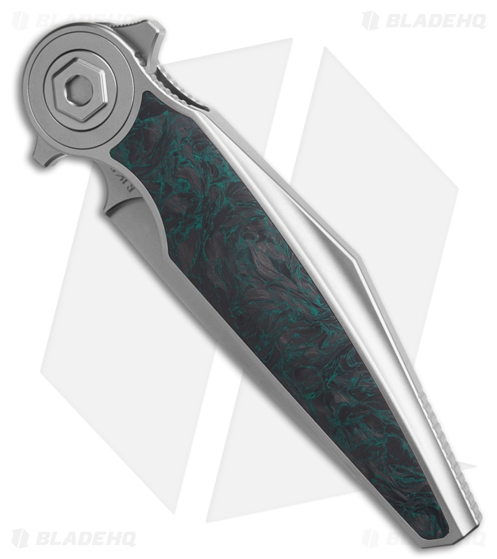 Rike Knife Viper 3 Flipper Frame Lock Ti W/Black/Green CF Inlay (3.75" BB)