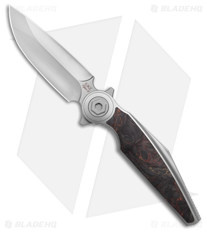 Rike Knife Viper 3 Flipper Frame Lock Ti W/Black/Orange CF Inlay (3.75" BB)
