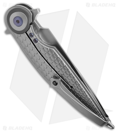 Rike Knife Viper 4 Flipper Frame Lock Titanium  Fish Scale  (3.75" BB)