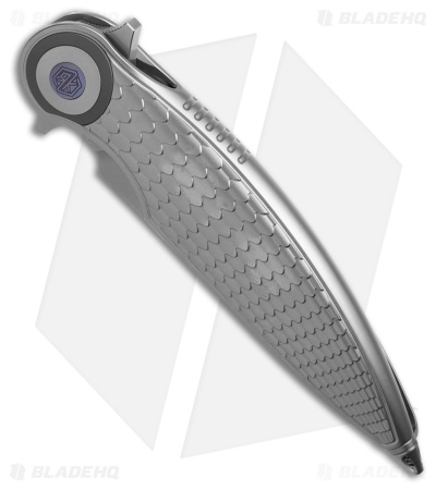 Rike Knife Viper 4 Flipper Frame Lock Titanium  Fish Scale  (3.75" BB)