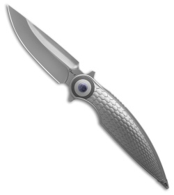 Rike Knife Viper 4 Flipper Frame Lock Titanium  Fish Scale  (3.75" BB)