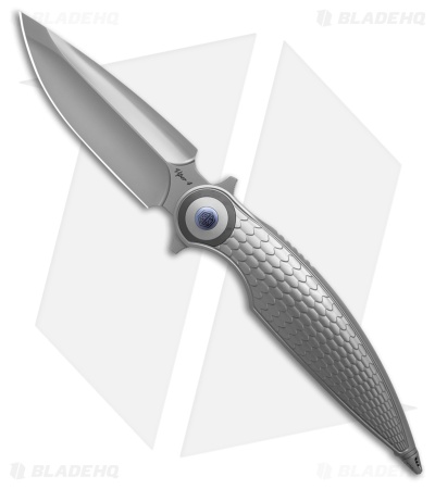 Rike Knife Viper 4 Flipper Frame Lock Titanium  Fish Scale  (3.75" BB)