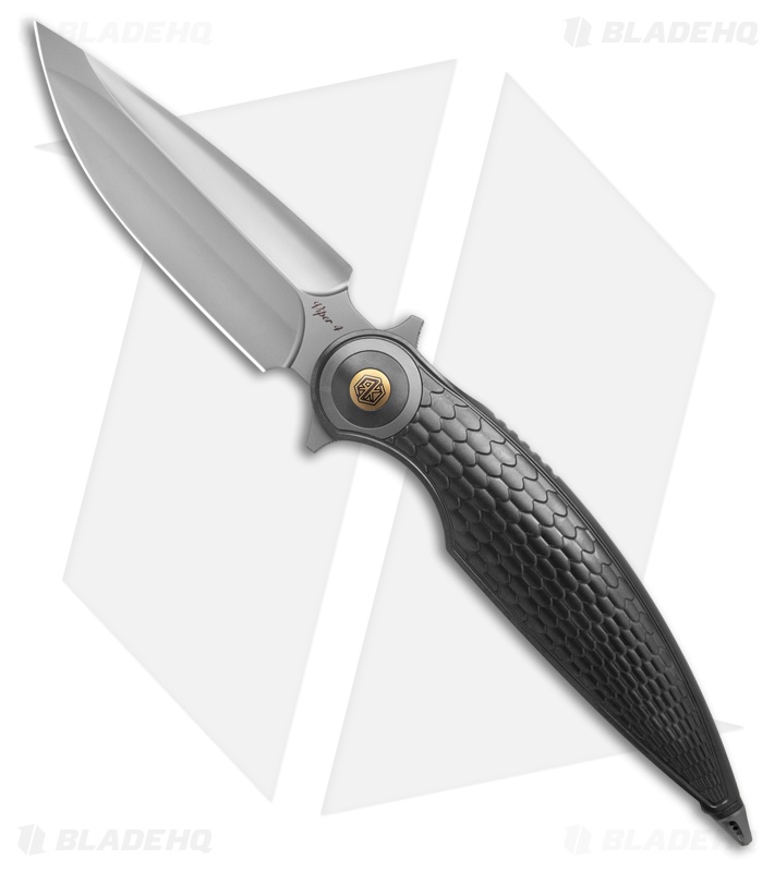 Rike Knife Viper 4 Flipper Frame Lock Titanium  Fish Scale  (3.75" BB)