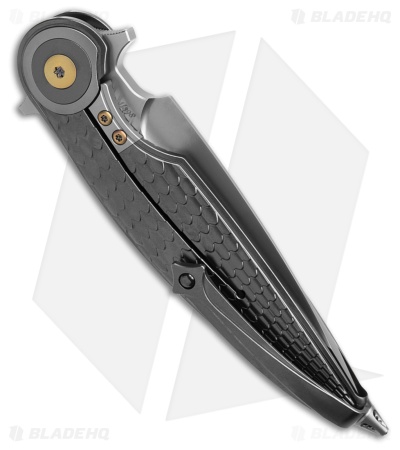 Rike Knife Viper 4 Flipper Frame Lock Titanium  Fish Scale  (3.75" BB)