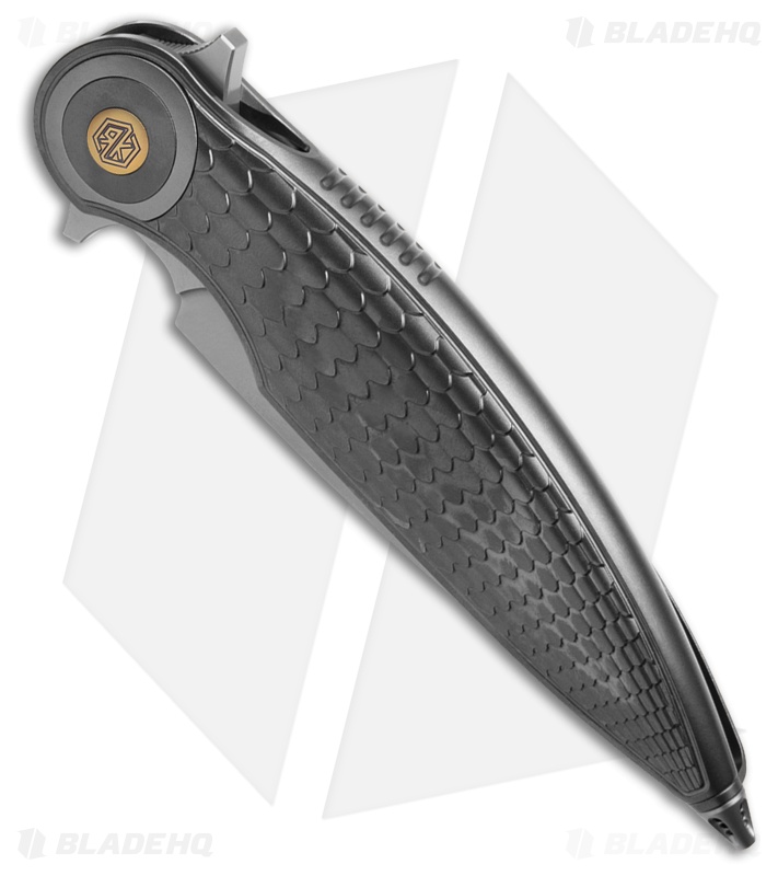 Rike Knife Viper 4 Flipper Frame Lock Titanium  Fish Scale  (3.75" BB)