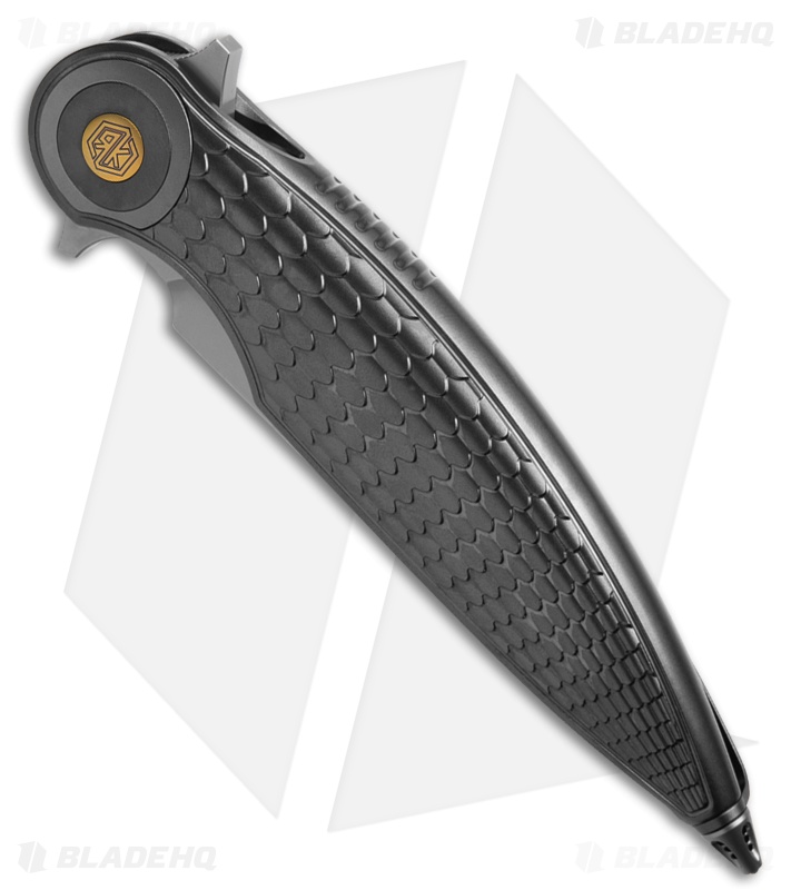 Rike Knife Viper 4 Flipper Frame Lock Titanium  Fish Scale  (3.75" BB)