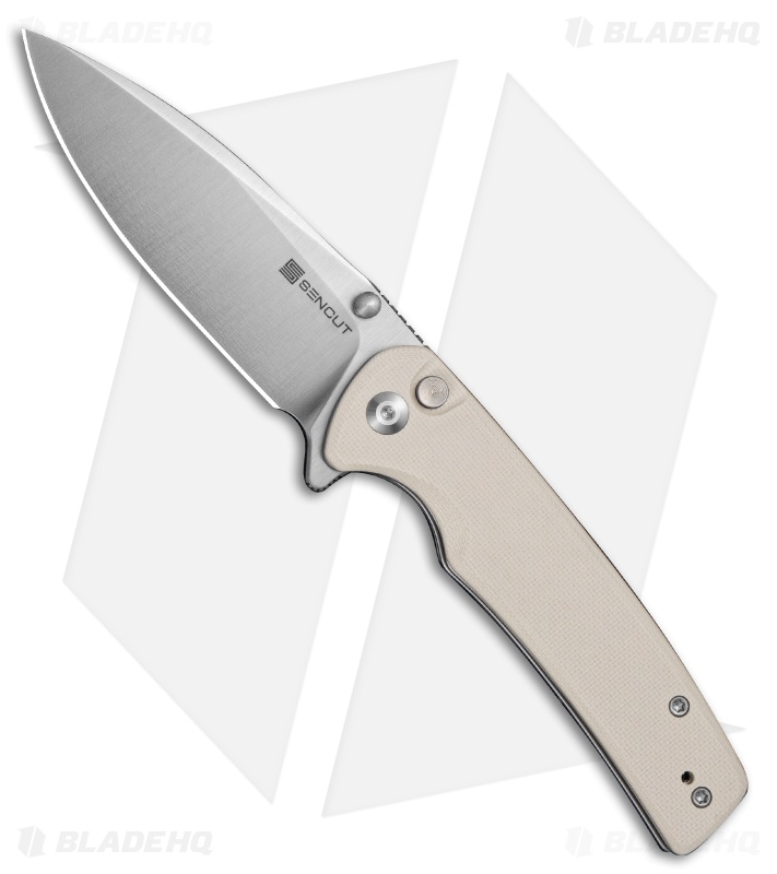 SENCUT Sachse Button Lock Knife Ivory G-10 (3.5" Satin)