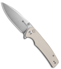 SENCUT Sachse Button Lock Knife Ivory G-10 (3.5" Satin)