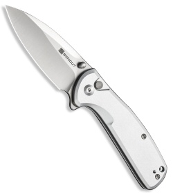 SENCUT ArcBlast Flipper Button Lock Knife Silver Aluminum (2.9" Satin) S22043B-2