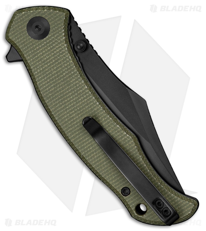 SENCUT Tauron Liner Lock Knife Olive Canvas Micarta (3.5" Black)