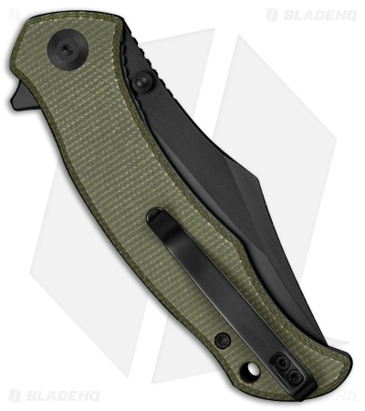 SENCUT Tauron Liner Lock Knife Olive Canvas Micarta (3.5" Black)