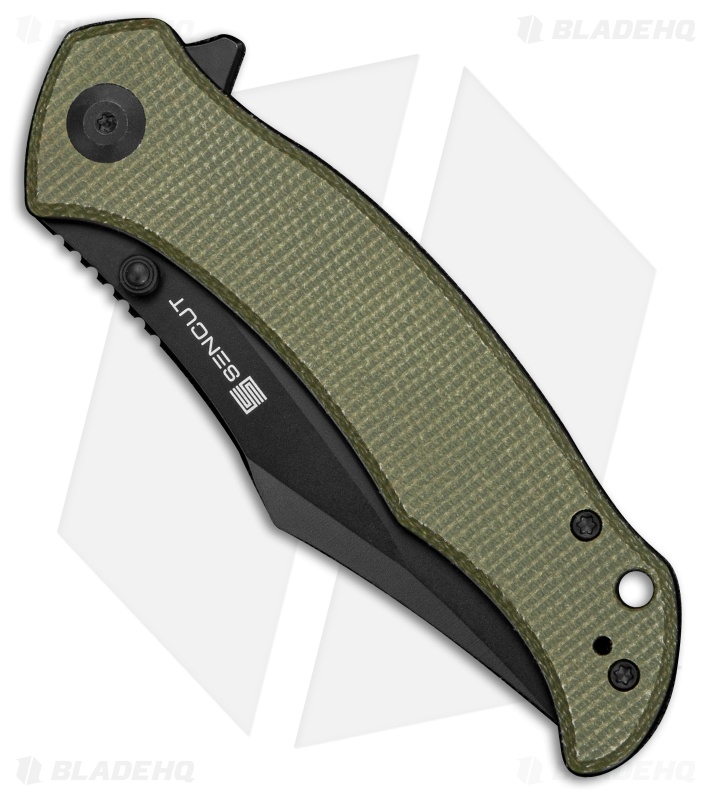 SENCUT Tauron Liner Lock Knife Olive Canvas Micarta (3.5" Black)