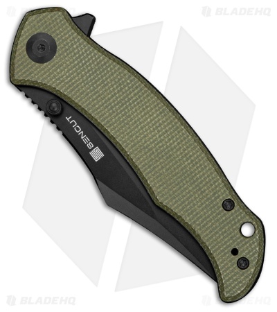SENCUT Tauron Liner Lock Knife Olive Canvas Micarta (3.5" Black)