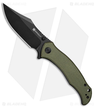 SENCUT Tauron Liner Lock Knife Olive Canvas Micarta (3.5" Black)