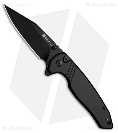 SENCUT Selkyris Button Lock Knife Black Aluminum (3.4" Black)