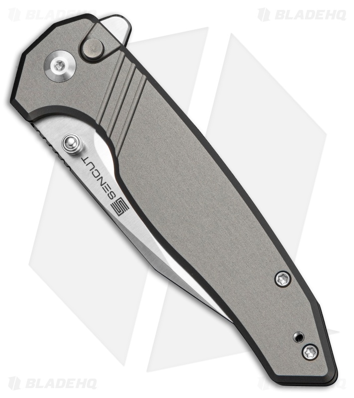 SENCUT Selkyris Button Lock Knife Gray Aluminum (3.4" Satin)