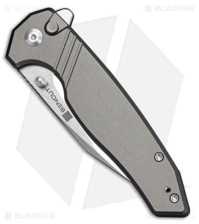 SENCUT Selkyris Button Lock Knife Gray Aluminum (3.4" Satin)