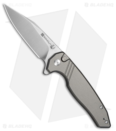 SENCUT Selkyris Button Lock Knife Gray Aluminum (3.4" Satin)