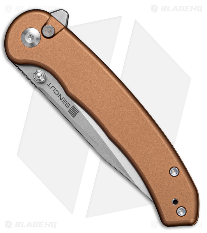 SENCUT Ingot Button Lock Knife Coyote Brown Aluminum (3.2" Stonewash)