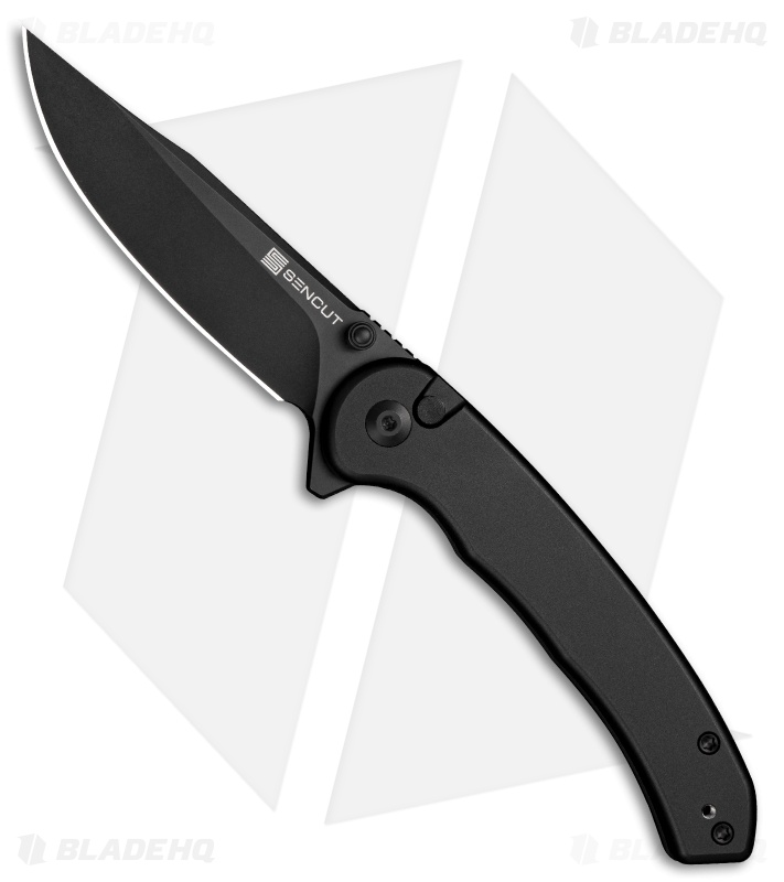 SENCUT Ingot Button Lock Knife Black Aluminum (3.2" Black)