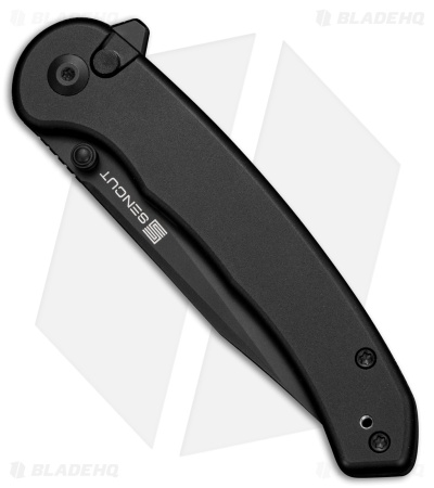 SENCUT Ingot Button Lock Knife Black Aluminum (3.2" Black)