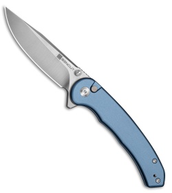 SENCUT Ingot Button Lock Knife Blue Aluminum (3.2" Satin)