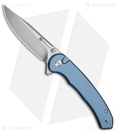SENCUT Ingot Button Lock Knife Blue Aluminum (3.2" Satin)