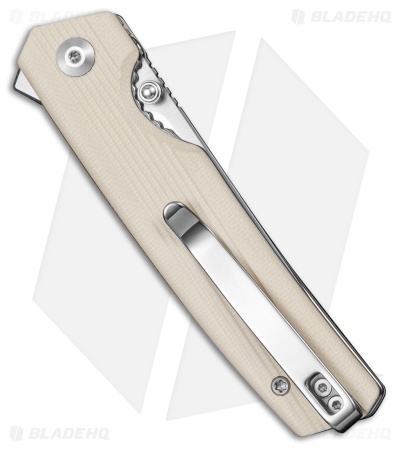 SENCUT Stria Liner Lock Knife Milled Ivory G-10 (3.1" Satin D2)
