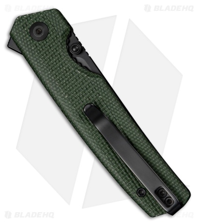 SENCUT Stria Liner Lock Knife Milled Green Canvas Micarta (3.1" Black D2)