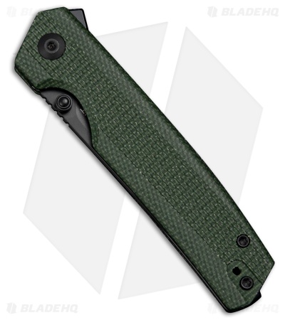 SENCUT Stria Liner Lock Knife Milled Green Canvas Micarta (3.1" Black D2)