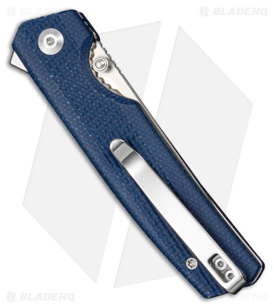SENCUT Stria Liner Lock Knife Milled Blue Canvas Micarta (3.1" Satin D2)