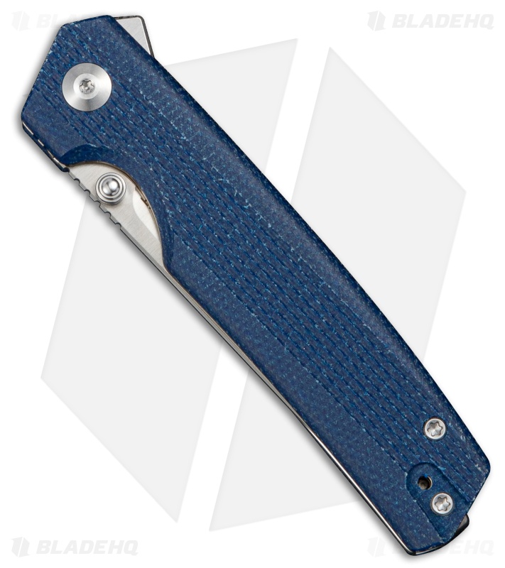 SENCUT Stria Liner Lock Knife Milled Blue Canvas Micarta (3.1" Satin D2)
