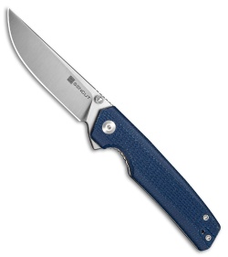 SENCUT Stria Liner Lock Knife Milled Blue Canvas Micarta (3.1" Satin D2)
