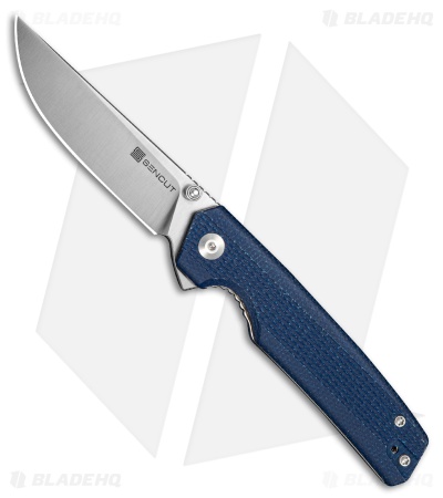 SENCUT Stria Liner Lock Knife Milled Blue Canvas Micarta (3.1" Satin D2)