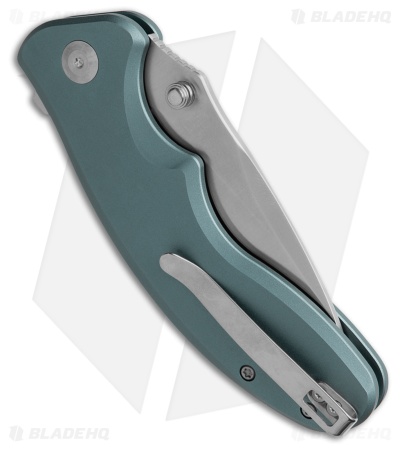 SENCUT Cybrix Button Lock Knife Blue Aluminum (3.5" Satin)