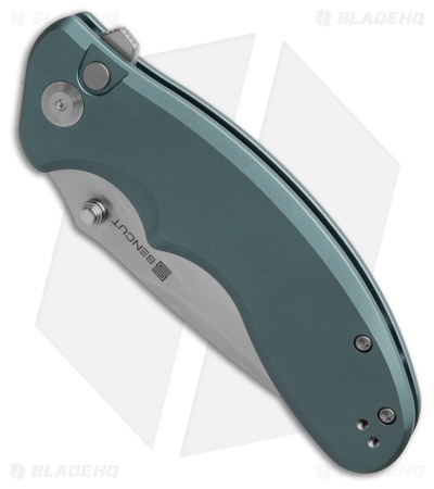 SENCUT Cybrix Button Lock Knife Blue Aluminum (3.5" Satin)