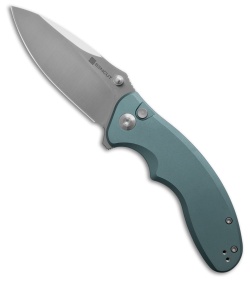 SENCUT Cybrix Button Lock Knife Blue Aluminum (3.5" Satin)