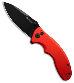SENCUT Cybrix Button Lock Knife Red Aluminum (3.5" Black)