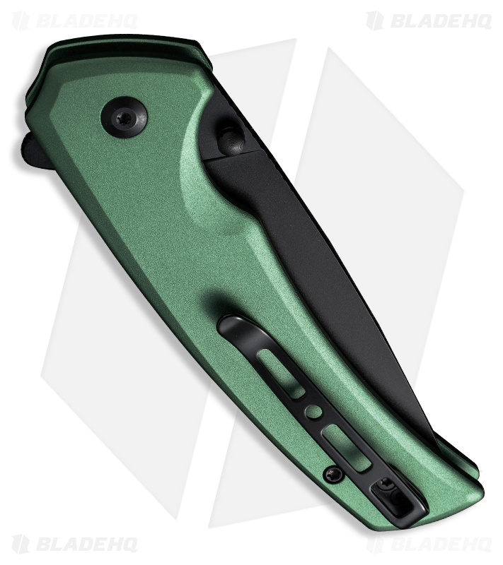 SENCUT Serene Button Lock Knife Green Aluminum (3.48" Black) S21022B-5