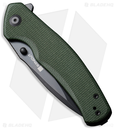 SENCUT Slashkin Liner Lock Knife Green Micarta (3.48" Black) S20066-3
