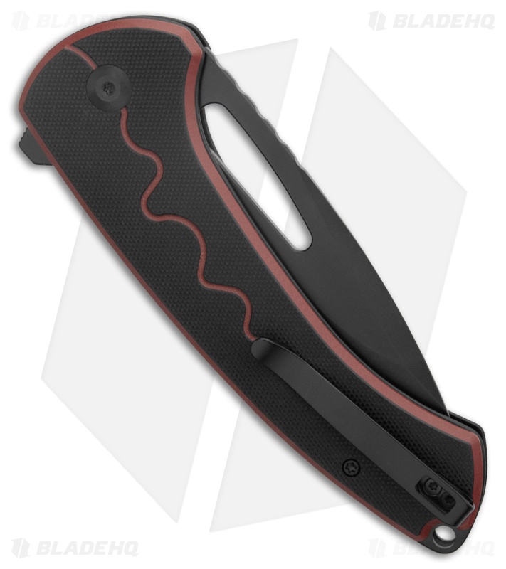 SENCUT Squiggy Button Lock Knife Burgundy/Black G-10 (3.9" Black)