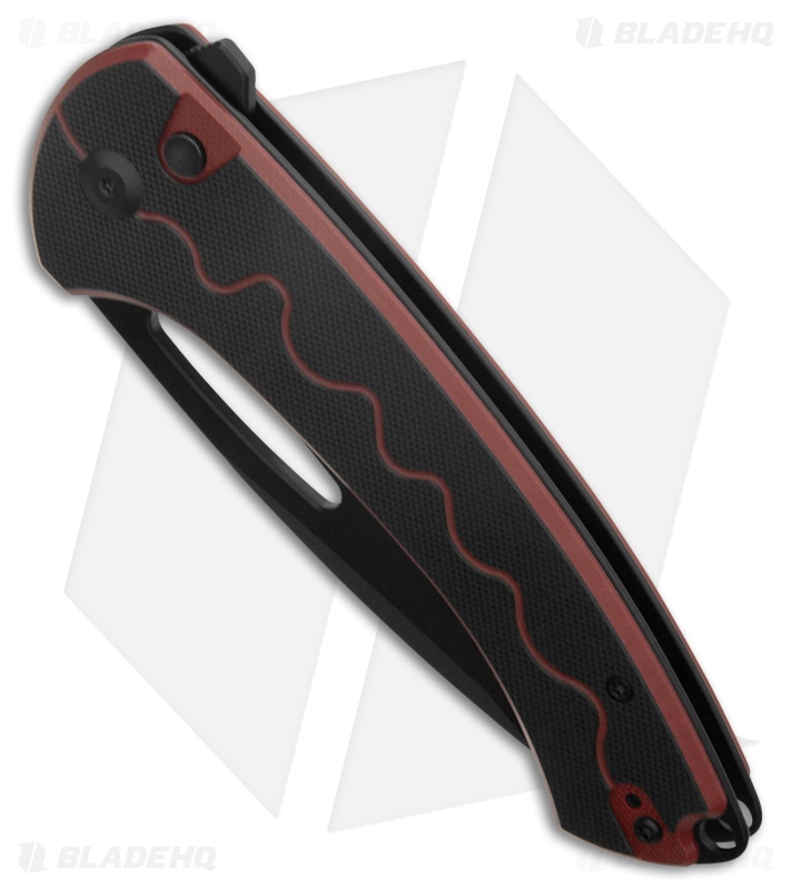 SENCUT Squiggy Button Lock Knife Burgundy/Black G-10 (3.9" Black)