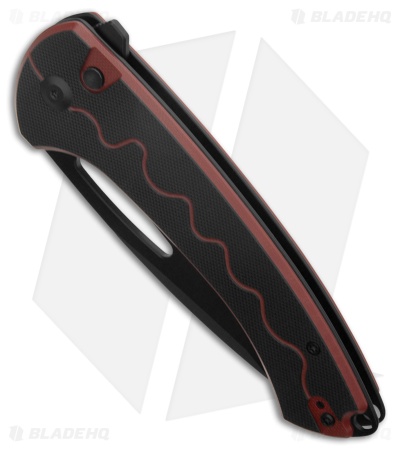 SENCUT Squiggy Button Lock Knife Burgundy/Black G-10 (3.9" Black)