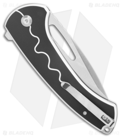 SENCUT Squiggy Button Lock Knife White/Black G-10 (3.9" Satin)
