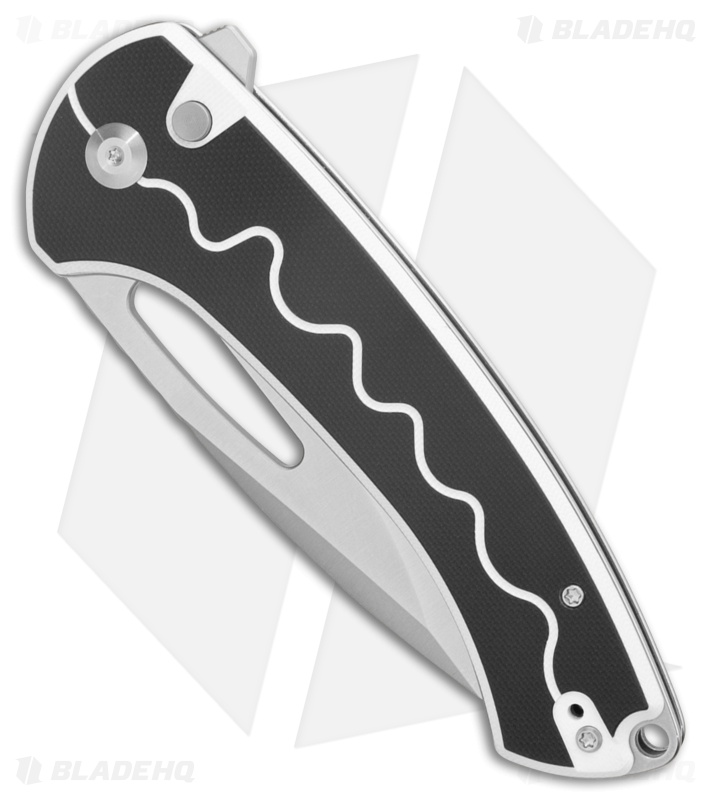 SENCUT Squiggy Button Lock Knife White/Black G-10 (3.9" Satin)