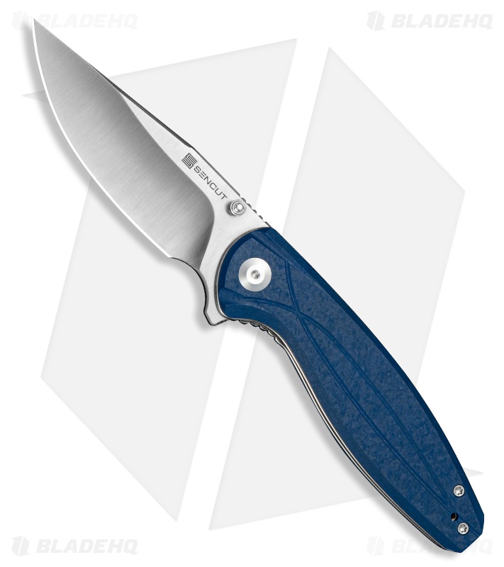 SENCUT Vyrce Liner Lock Knife Blue Shredded G-10 (3.5" Satin D2)