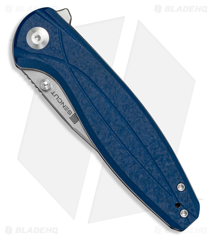 SENCUT Vyrce Liner Lock Knife Blue Shredded G-10 (3.5" Satin D2)