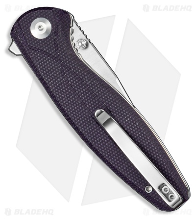 SENCUT Vyrce Liner Lock Knife Purple Canvas Micarta (3.5" Satin D2)