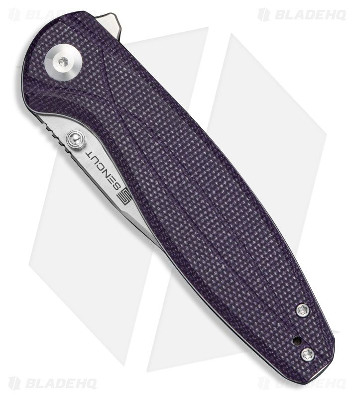 SENCUT Vyrce Liner Lock Knife Purple Canvas Micarta (3.5" Satin D2)